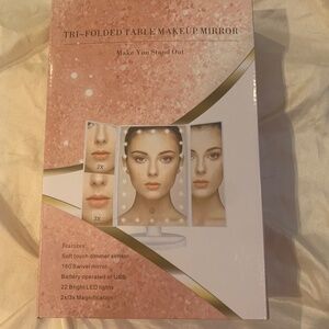 NIB Tri-Fold White Table Make-up Mirror